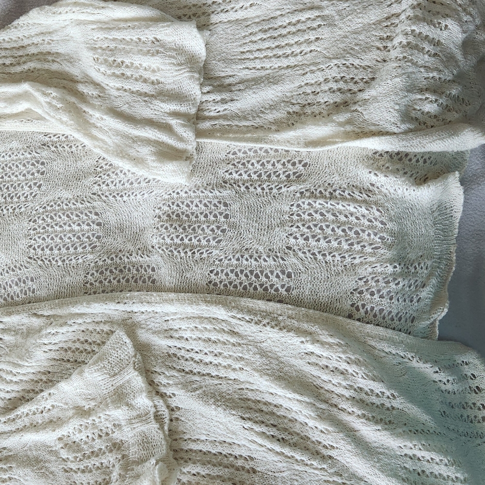 CJ Banks Cream Cable Knit Cardigan Sweater